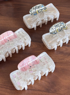 可爱卡通小狗抓夹大号盘发夹子高马尾鲨鱼夹百搭发夹醋酸发卡发饰