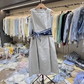 背心连衣裙 2026春夏新款 显瘦长款 风圆领露背无袖 飘带女8888 法式