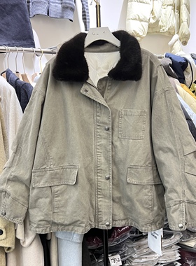 欧洲站女冬季新款时尚百搭气质翻领简约高级感长袖休闲外套25300