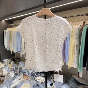 小众设计感杏色漂亮独特褶皱短袖 舒适上衣T恤2026年7307 宽松修身