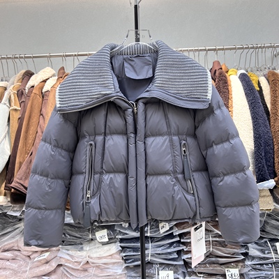 2025冬新羽绒服女短款高腰大翻领时尚白鸭绒高品质加厚保暖外套22