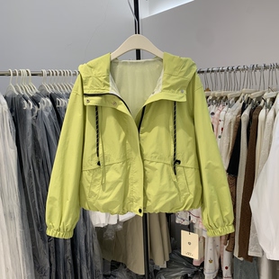 宽松休闲工装 时尚 韩版 新款 短夹克7702 连帽糖果色短外套女2026春季