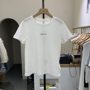 T恤女宽松显瘦打底衫 字母刺绣圆领短袖 上衣潮811 时尚 2026春夏新款