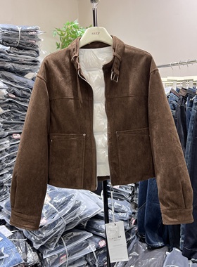 时尚百搭立领羽绒服女麂皮绒2025冬季加厚保暖白鸭绒外套上衣9910