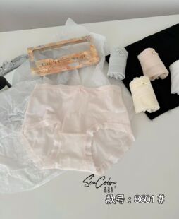 黛美芮8601内裤女五条装网纱蕾丝拼接柔软包臀弹力中腰三角短裤