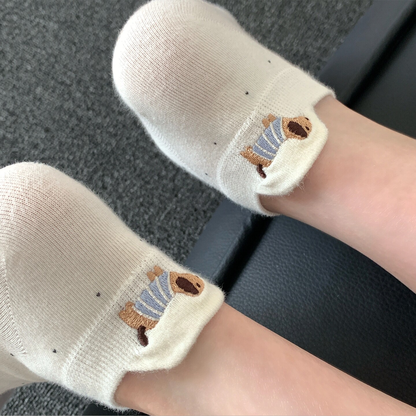 糖果色波点袜女2026春季新款可爱风中筒袜棉质刺绣小狗图案卡通袜