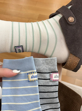 【精梳棉】袜子女款2026新款爆款纯棉中筒袜夏季薄款ins潮堆堆袜