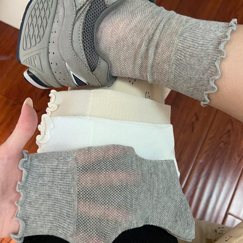 搭配小皮鞋网眼透气边夏季长袜