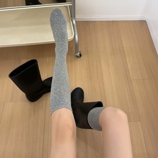 色中长筒袜 堆堆jk无骨经典 秋款 纯棉微压显瘦小腿袜ins芭蕾风新款