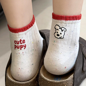 春夏日系卡通后跟ab款 小狗字母短袜学院风可爱百搭ins低帮短袜子