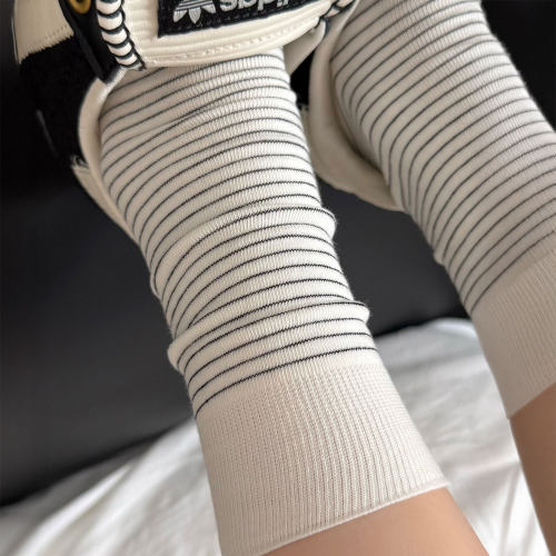 无骨条纹春夏女中筒袜吸湿排汗