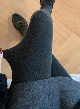 保暖连裤袜女秋冬款加厚加绒微压显瘦烟灰色外穿踩脚纯色打底袜