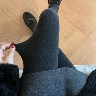 保暖连裤 加厚加绒微压显瘦烟灰色外穿踩脚纯色打底袜 袜女秋冬款