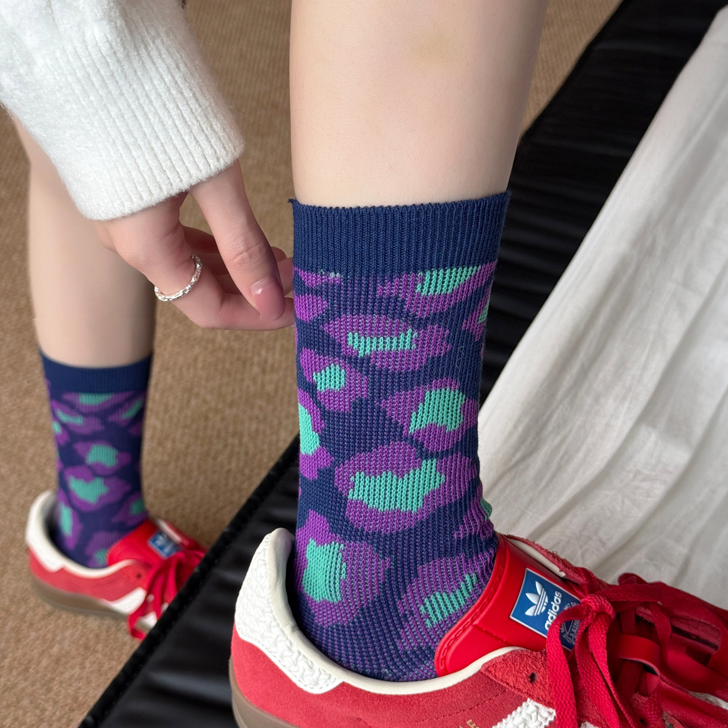 复古潮流穿搭文艺风纯棉袜子女中筒袜美拉德双针双路紫色小众长袜,女士内衣/男士内衣/家居服,中筒袜,淘宝优惠券,粉丝福利购,淘宝优惠卷