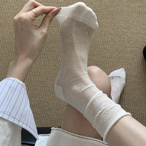 女夏薄款凉感镂空袜百搭中筒