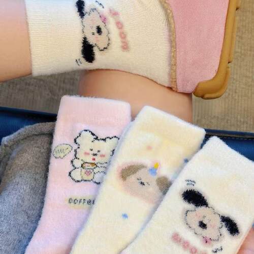 加厚居家冬季保暖中筒睡眠袜