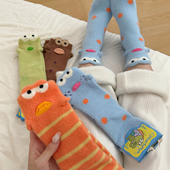 可爱小丑鱼卡通袜子女冬季 加厚保暖澳绒中筒袜&地三鲜无骨睡眠袜