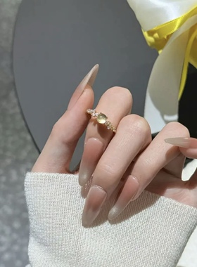 日进斗金戒指女款轻奢开口可调节925银镀金送女友闺蜜生日礼物
