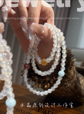 天然白玛瑙手链女款招财转运上岸设计感高级手串送女友闺蜜礼物