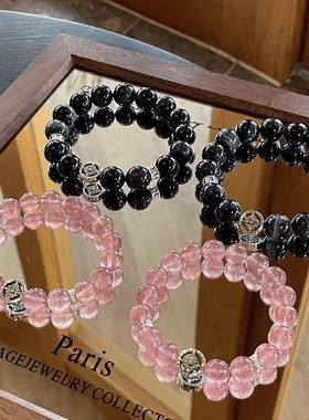 天然草莓晶蓝虎眼石情侣手链稳定感情增强自信转运手串情人节她屿