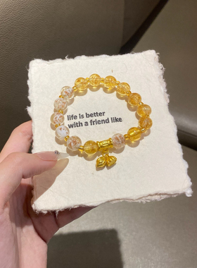 寺庙同款金沙琉璃手串夜光女款金箔香灰瓷双拼色设计感手链她屿