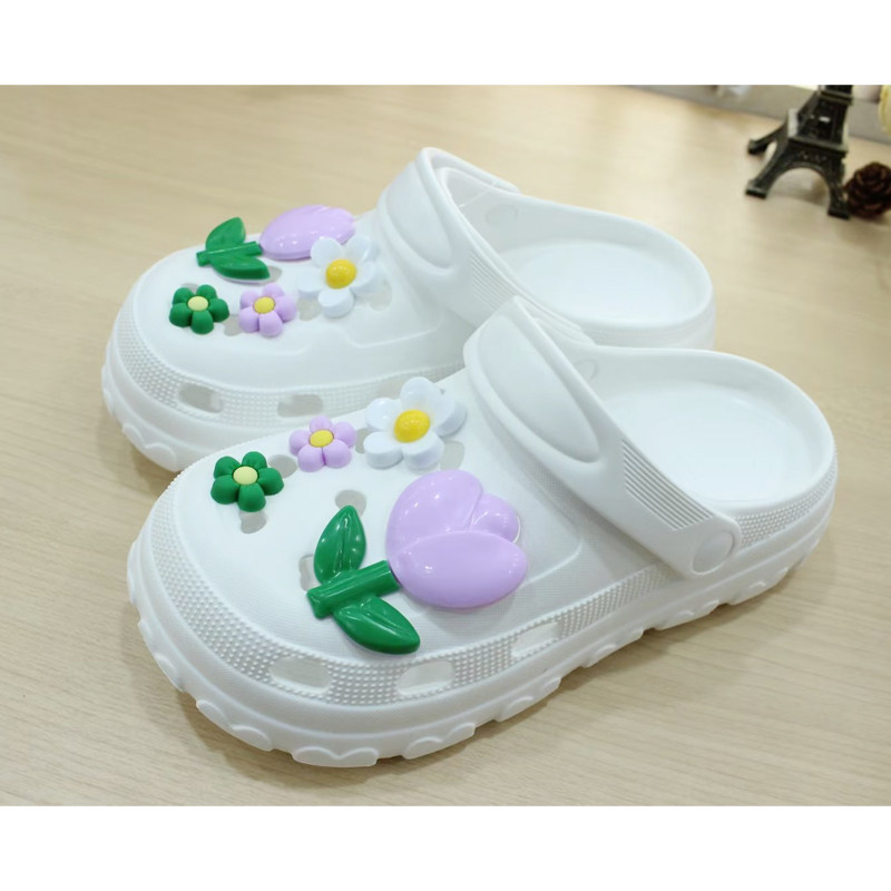 松糕底4.5女生郁金香花朵洞洞鞋