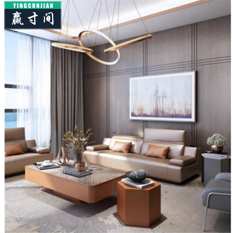 广东意式轻奢真皮办公沙发高档大气休闲商务接待沙发创意音乐沙发