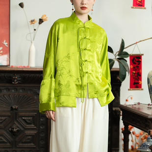 外套上衣新中式 JCL1551超美苹果绿手工盘口中式 复古唐装 小衫 女装