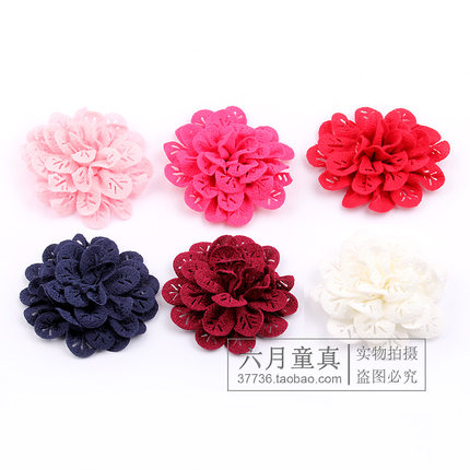 8cm镂空布艺花朵 婴幼儿童宝宝婴童发带材料 手工diy自制头带发饰