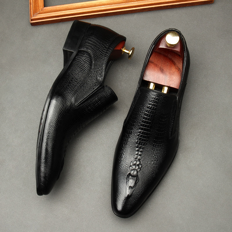 NEW SET OF FOOT MENS LEATHER SHOES MENS SPRING AND AUTUMN LEATHER BRITISH FORMAL WEAR BUSINESS CASUAL POINTED TOE BREATHABLE MENS SHOES WEDDING SHOES