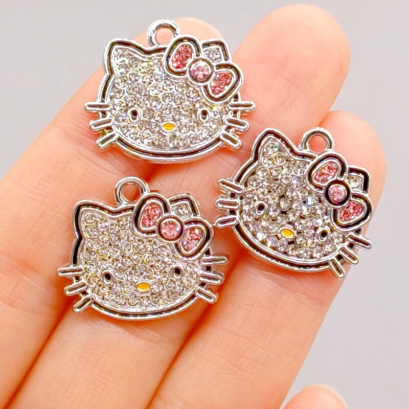 卡通欧美风猫咪滴油水钻合金diy挂件配饰吊坠手链项链 饰品小配件