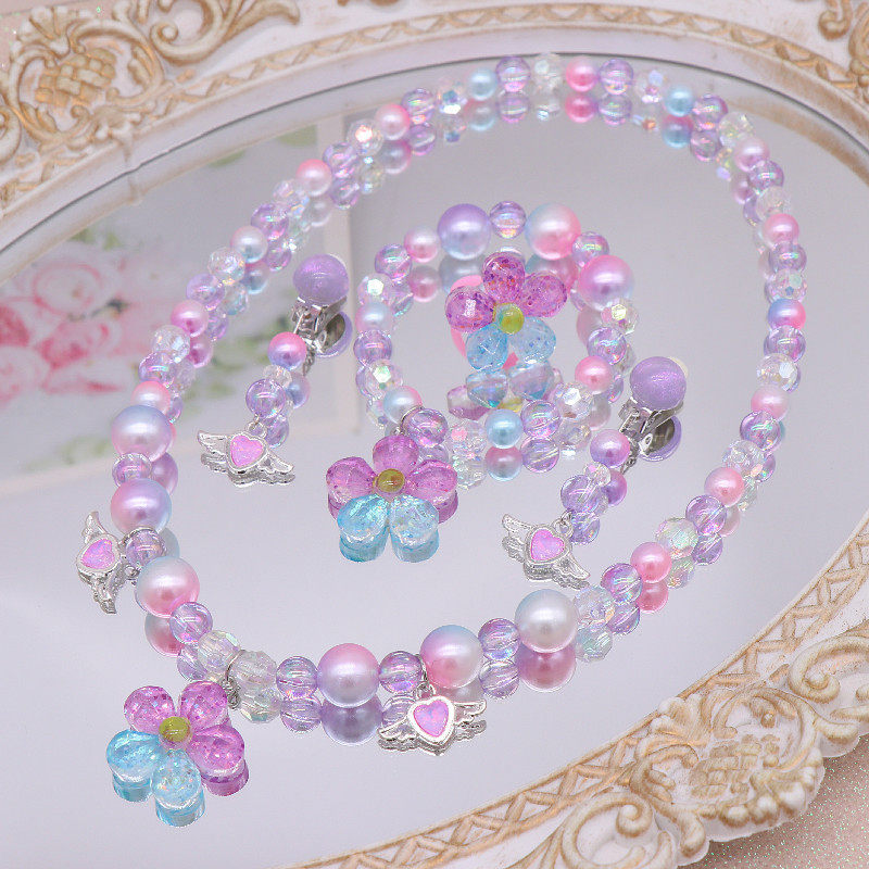 儿童珍珠项链手链套装花朵项链耳环戒指女童软萌可爱配饰,饰品/流行首饰/时尚饰品新,项链,淘宝优惠券,粉丝福利购,淘宝优惠卷