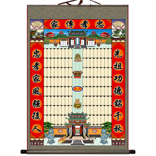 不褪色布供奉老祖宗家谱族谱挂画祖先卷轴家堂轴子宗谱祠堂世系图