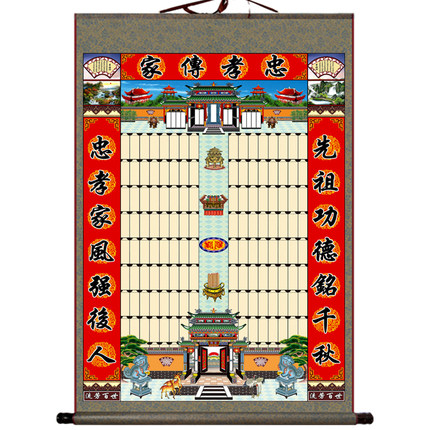 不褪色布供奉老祖宗家谱族谱挂画祖先卷轴家堂轴子宗谱祠堂世系图