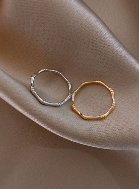 竹节戒指女韩版网红小众设计感食指指环ins潮时尚网红冷淡风素圈