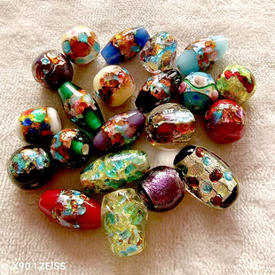 多种多款银箔琉璃珠项链手链DIY饰品配珠