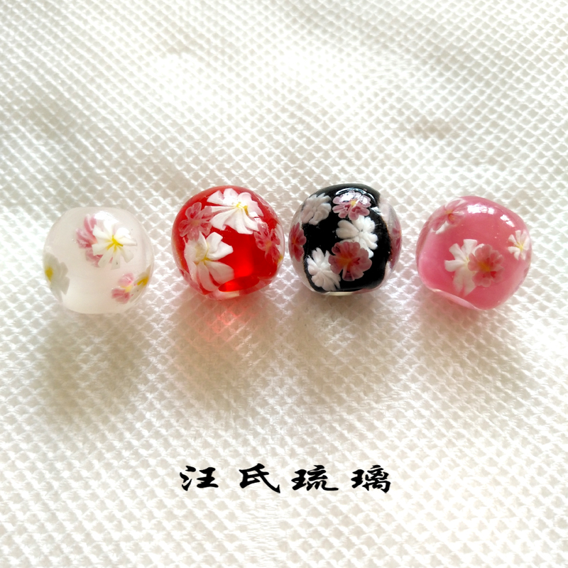 内外花雪花琉璃珠山水名物蜻蜓玉项链手链时尚饰品纯手工DIY散珠