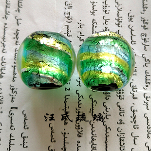 欧美风格原创设计银箔琉璃珠山水名物手链项链珠吊坠时尚手工散珠