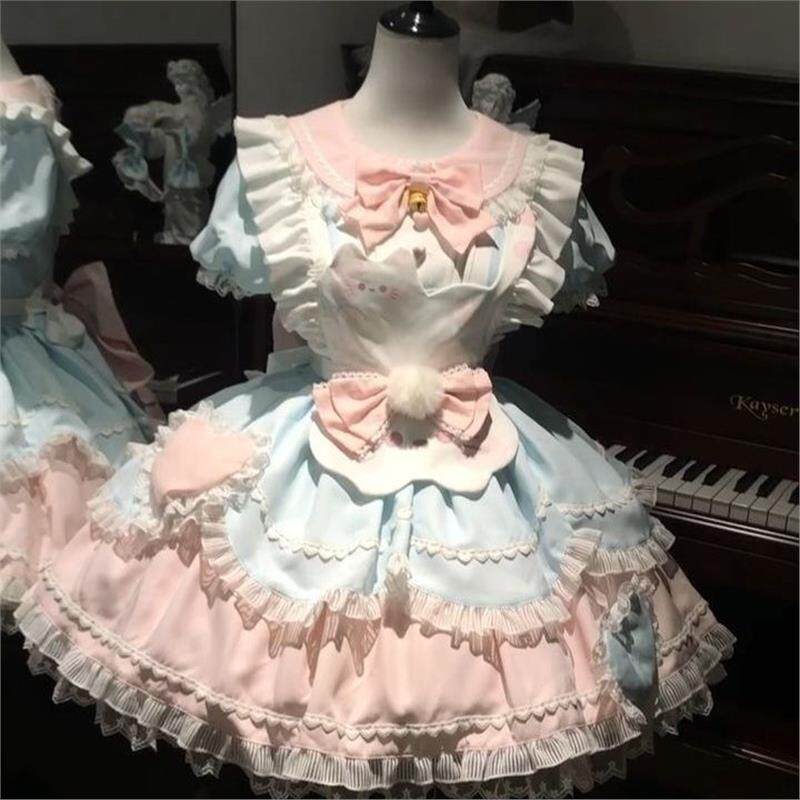 甜茶少女lolita甜茶喵可爱小猫洛丽塔op连衣裙女甜美清新日常