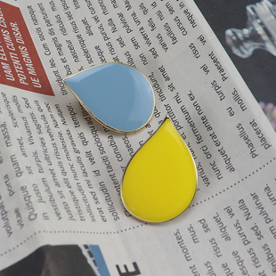 日本设计师皆川作品手工珐琅滴釉水滴胸针胸花