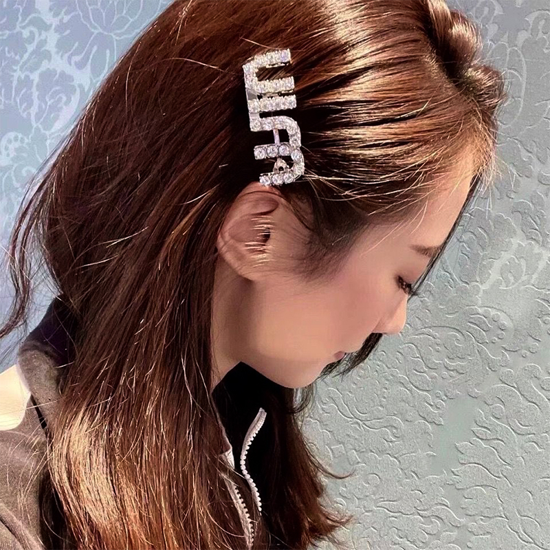 发饰新款缪小姐miu镶钻字母高档