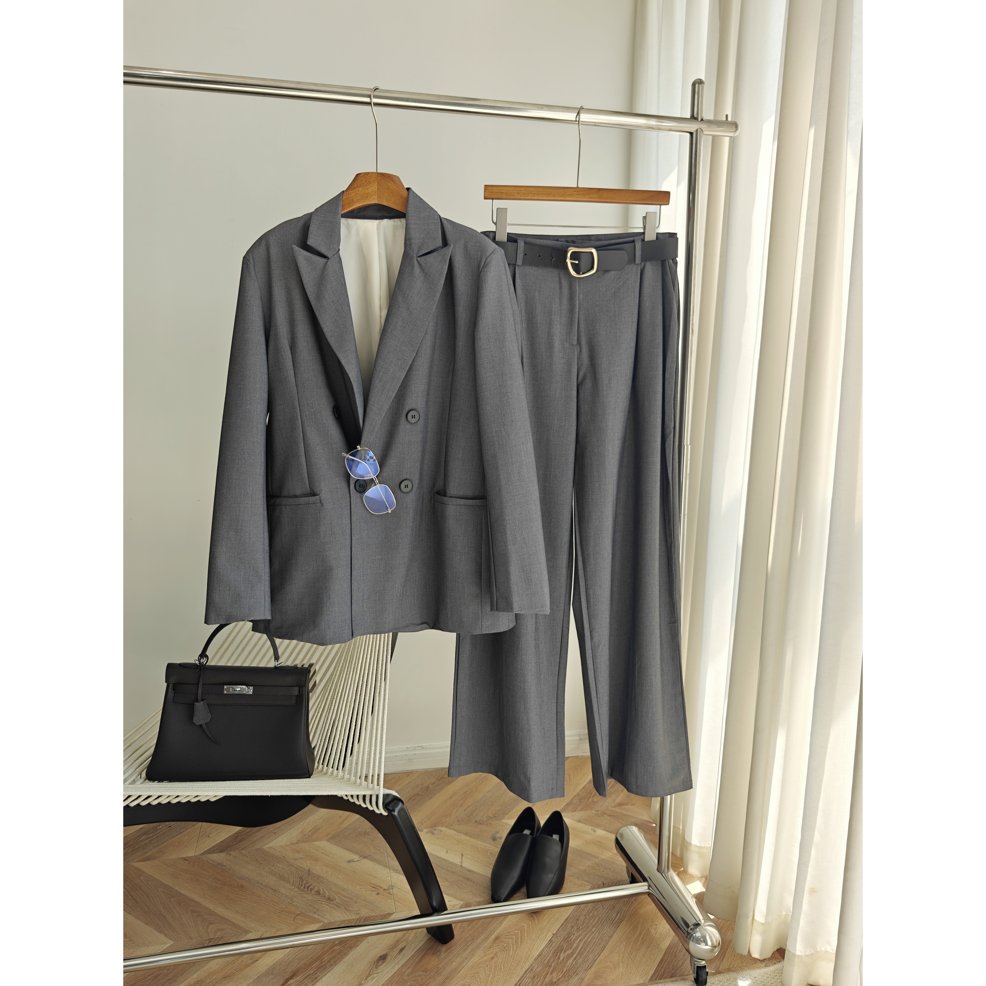 极简干练老钱风时髦西装套装G6301