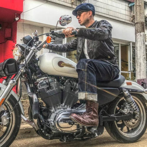 牛皮RRL毒液复古手擦色皮衣夹克