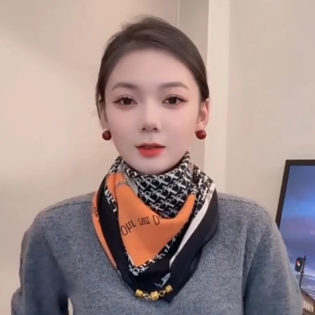 气质磁吸扣丝巾小方巾女2025年新款春夏护颈围巾棉麻围脖三角巾