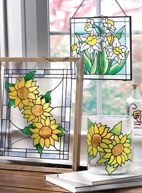 美国GG花窗玻璃画颜料Gallery Glass链接3金属色夜光色彩绘plaid