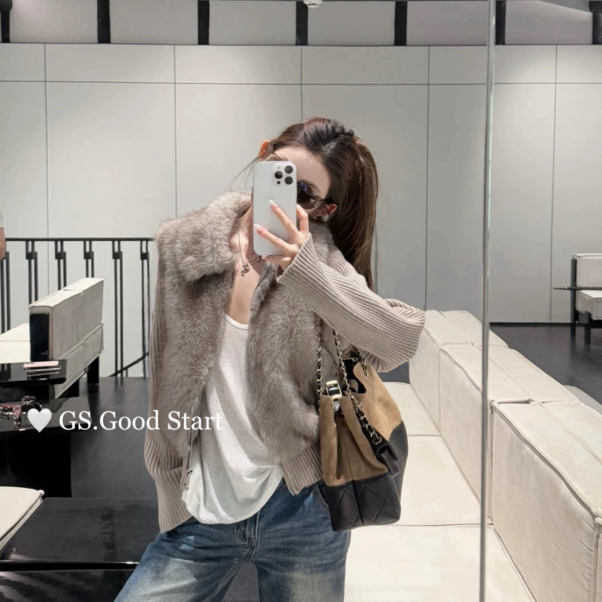 GS.GOOD START-髦气质松弛感休闲毛毛短外套(配可拆卸袖子)G6420