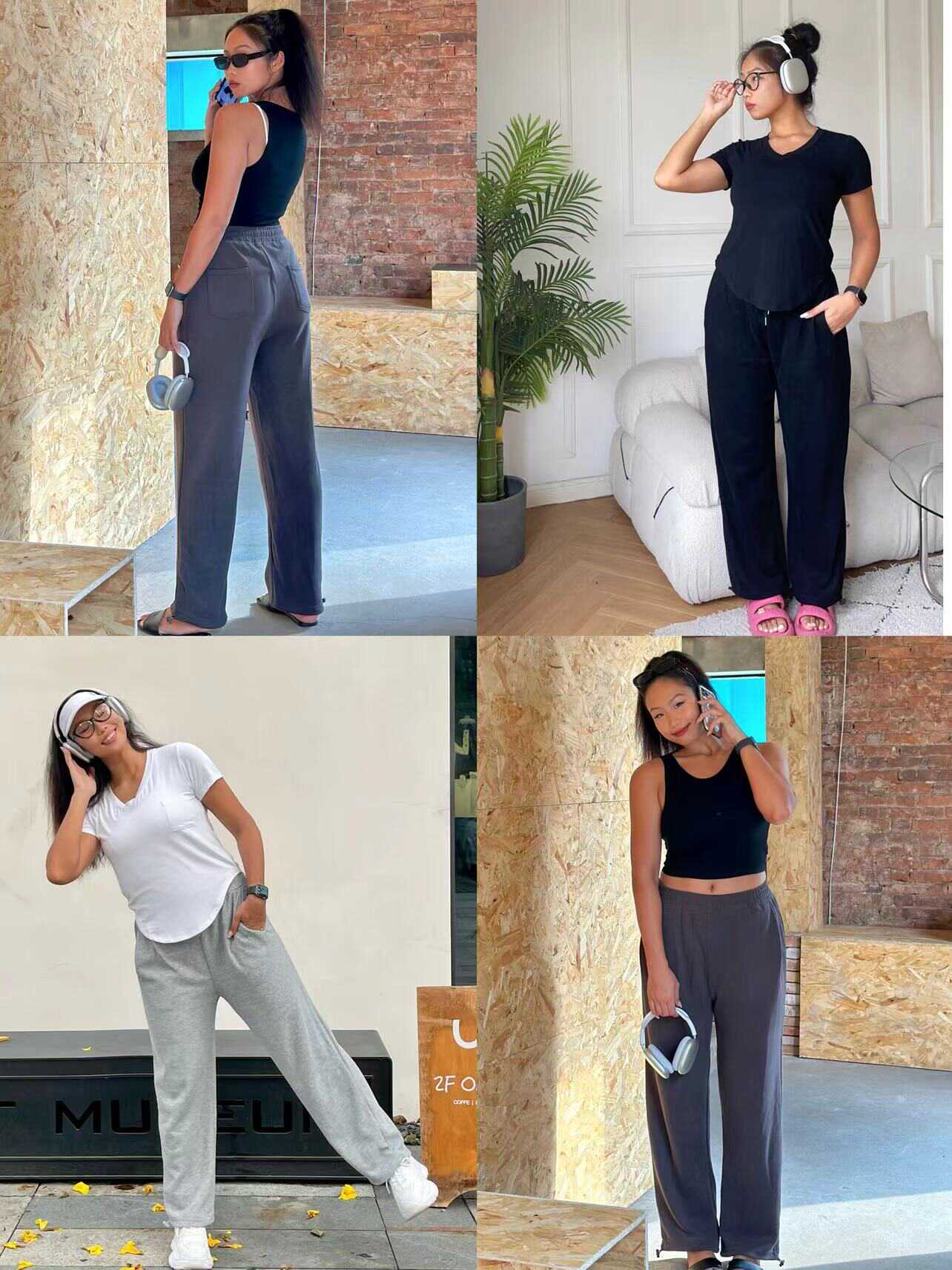 美式辣妹高腰百搭长裤阔腿裤