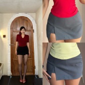 刘漂亮微胖大码 设计感内搭外穿包臀短裙 性感辣妹风半身裙女夏季