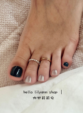 洗澡不用摘镀金镶钻闭口脚趾戒指