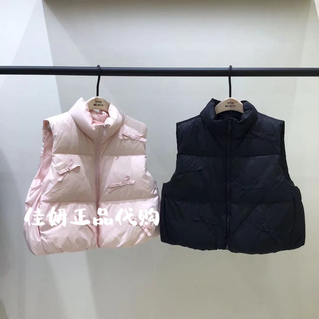 little moco专柜正品25年冬女童蝴蝶结羽绒马甲背心KBE4EIN019